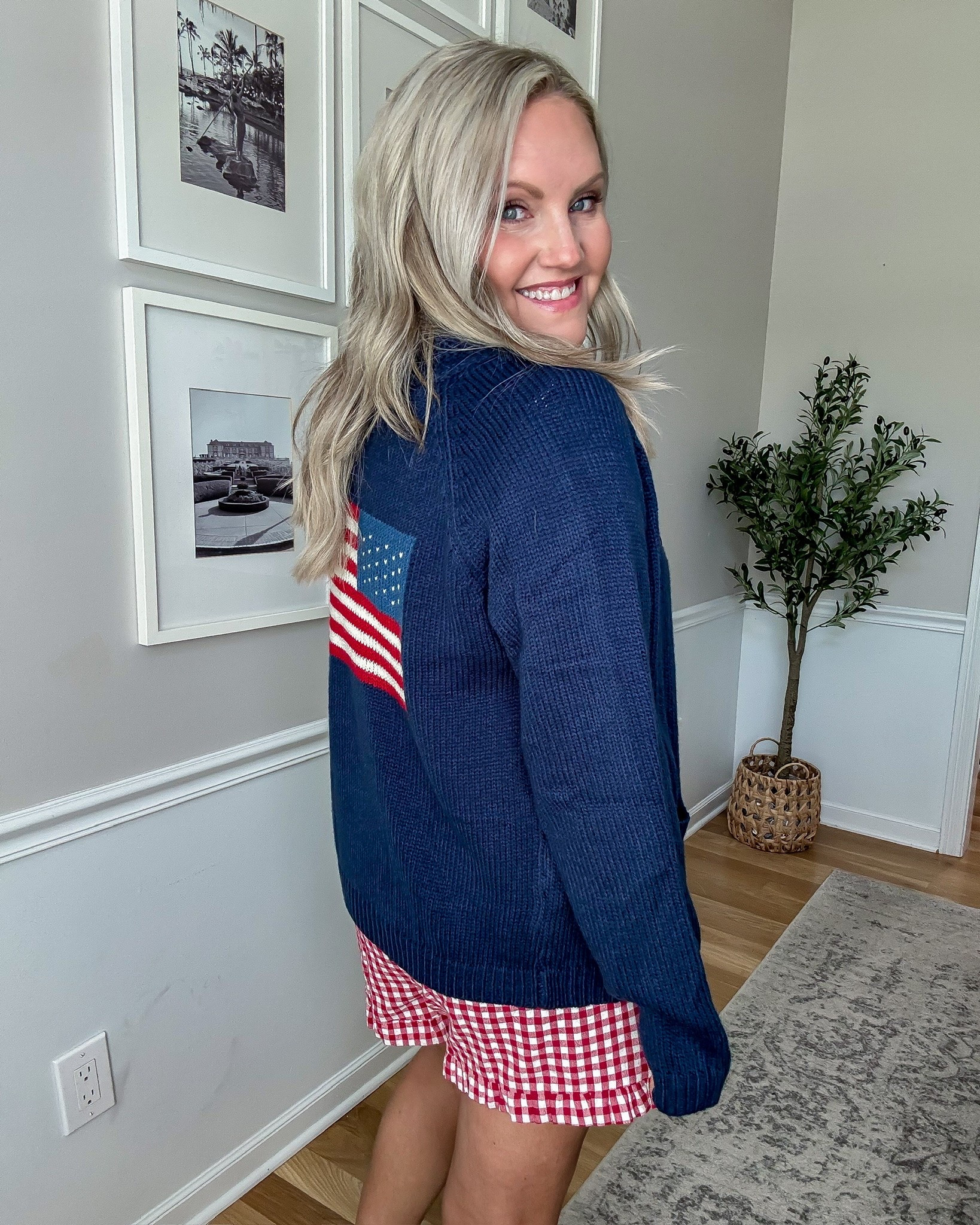 This cardigan had me at the back detail 🇺🇸 The little flag moment makes it such a cute layer for Memorial Day, summer nights, and all the patriotic weekends ahead. Paired with these gingham shorts for the cutest red, white, and blue combo.

patriotic outfit, American flag cardigan, Memorial Day outfit, Fourth of July style, red white and blue outfit, summer layering piece, gingham shorts, casual summer style, patriotic fashion, holiday weekend outfit, lovelylifestyling

#LTKootd #LTKTravel #LTKSeasonal