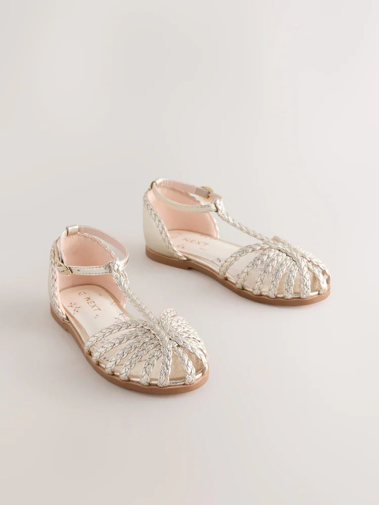 Gold Plaited Fisherman Sandals | Next US