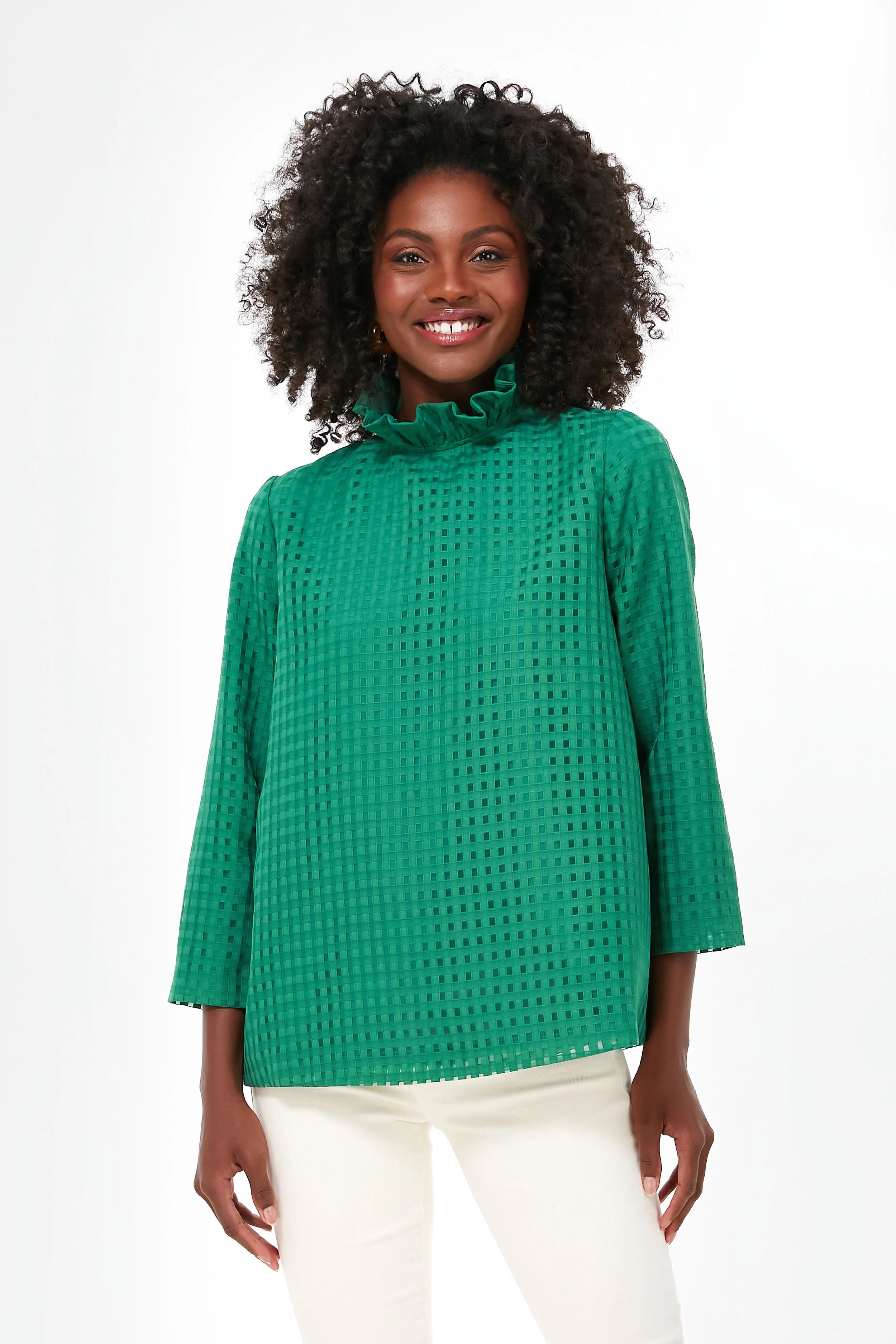 Emerald Green Burnout Faye Blouse | Tuckernuck (US)