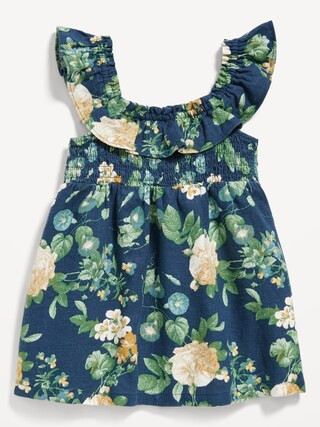 Sleeveless Ruffled Linen-Blend Dress for Baby | Old Navy (US)
