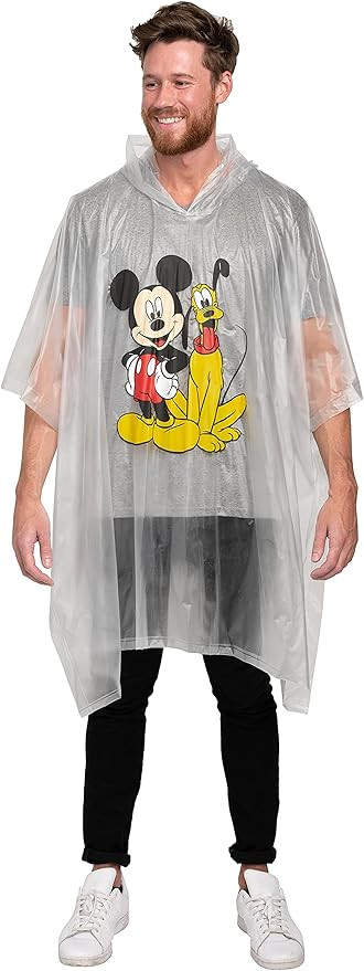 Disney Mickey Mouse & Pluto Rain Poncho Hoodie Print Unisex (Adult) | Amazon (US)