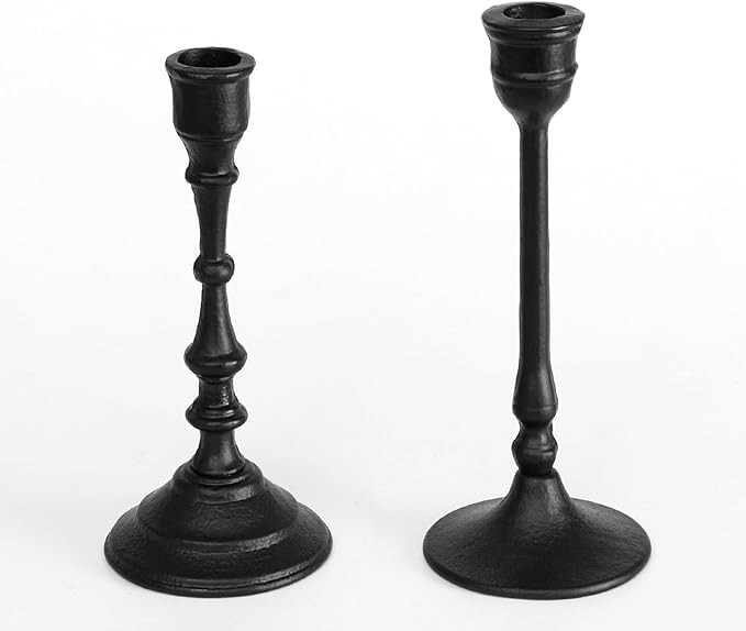 Iron Taper Candle Holder - Set of 2 Decorative Candle Stand, Candlestick Holder for Wedding, Dinn... | Amazon (US)