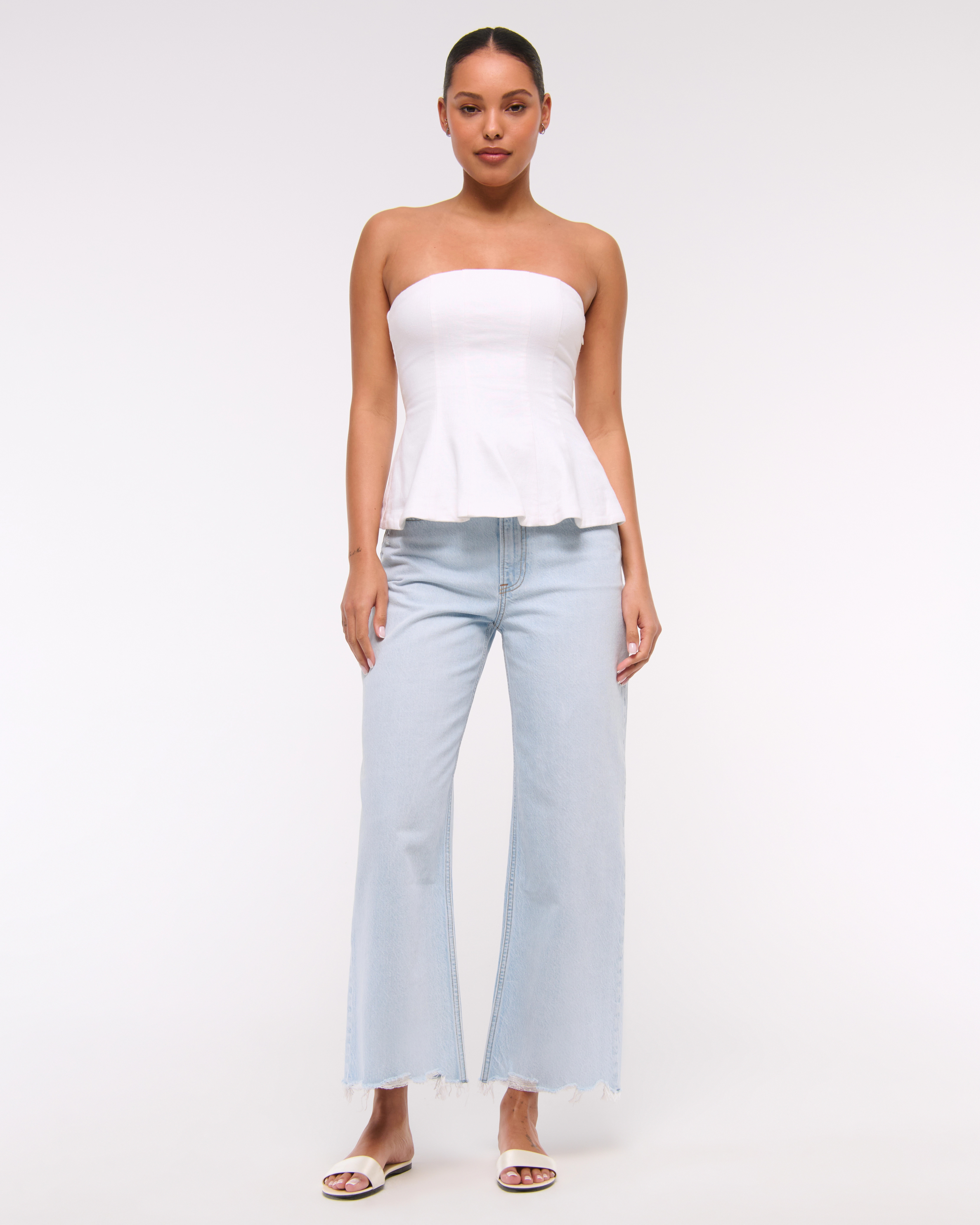 High Rise Cropped Wide Leg Jean | Abercrombie & Fitch (US)