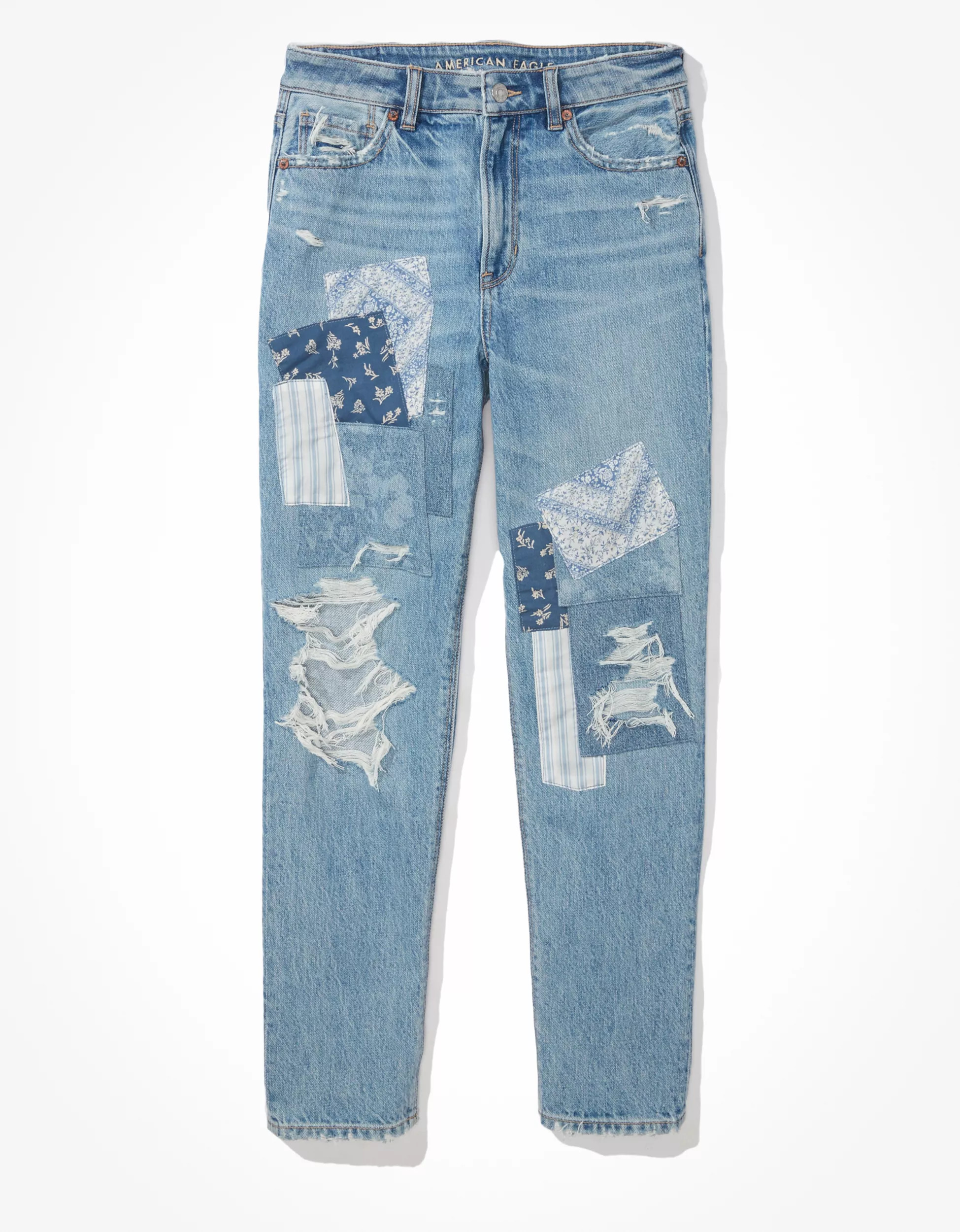 AE Patched Mom Straight Jean | American Eagle Outfitters (US & CA)