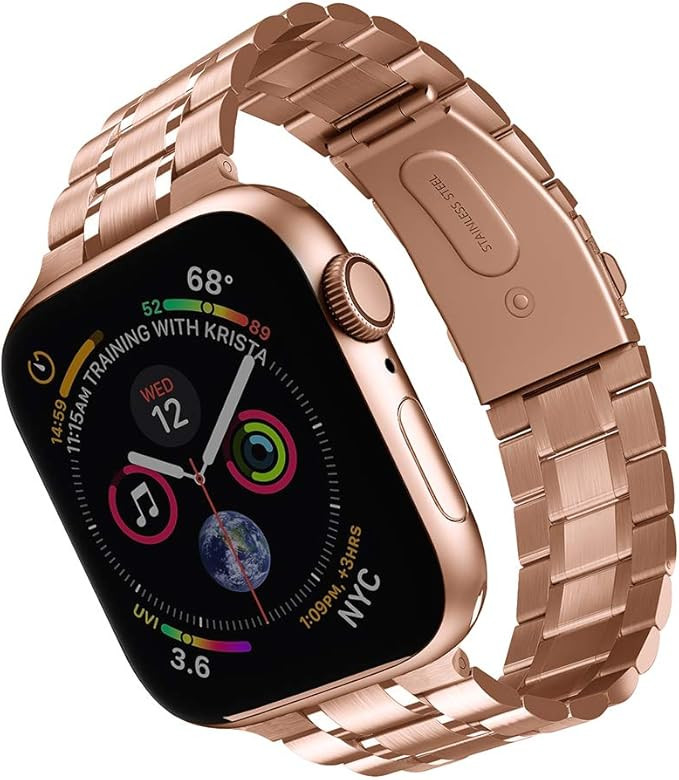 chuangshiji Compatible with Apple Watch Band 38mm 40mm, Solid Stainless Steel metal Wristband Rep... | Amazon (US)