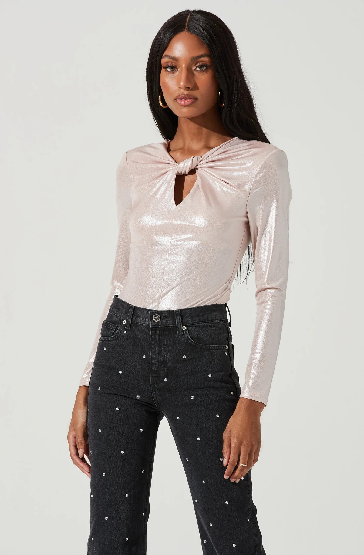 Barcelona Twist Front Long Sleeve Bodysuit | ASTR The Label (US)