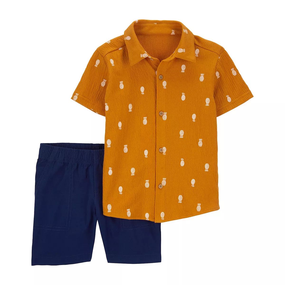 Toddler Boy Carter's 2-Piece Pineapple-Print Shirt & Canvas Shorts Set | Kohl's