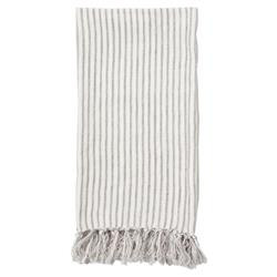 Pigeon and Poodle Nicosia Grey Striped White Linen Guest Towel - Set of 3 | Kathy Kuo Home