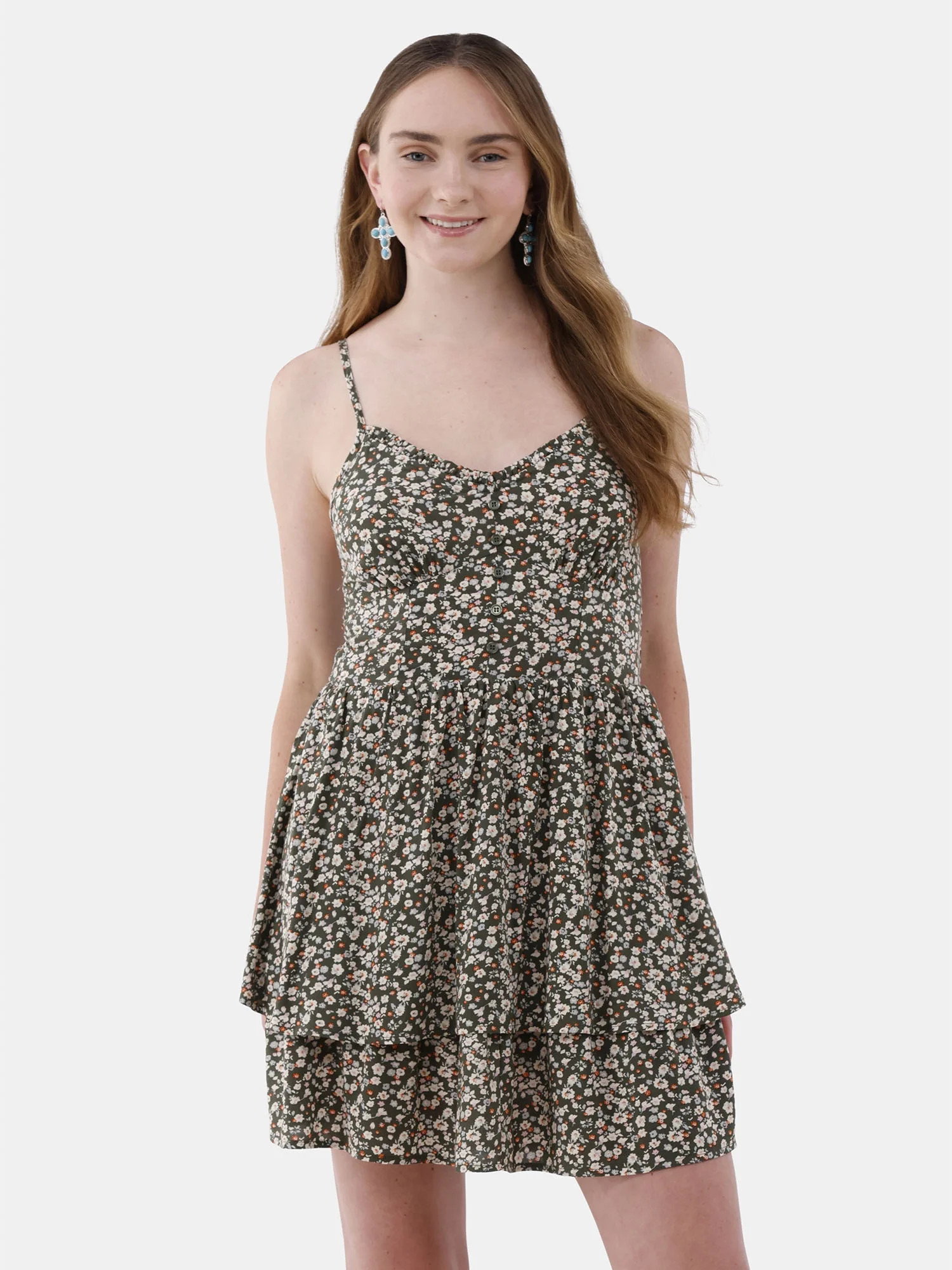 No Boundaries Tiered Corset Ruffle Dress, Women’s | Walmart (US)