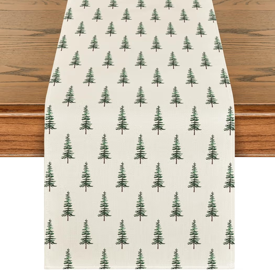 Artoid Mode Beige Xmas Tree Christmas Table Runner, Seasonal Winter Kitchen Dining Table Decorati... | Amazon (US)
