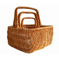 Set Of Three Handmade Wicker Baskets With A Top Handle in Vintage Traditional Dutch Style Small Midd | Etsy (US)