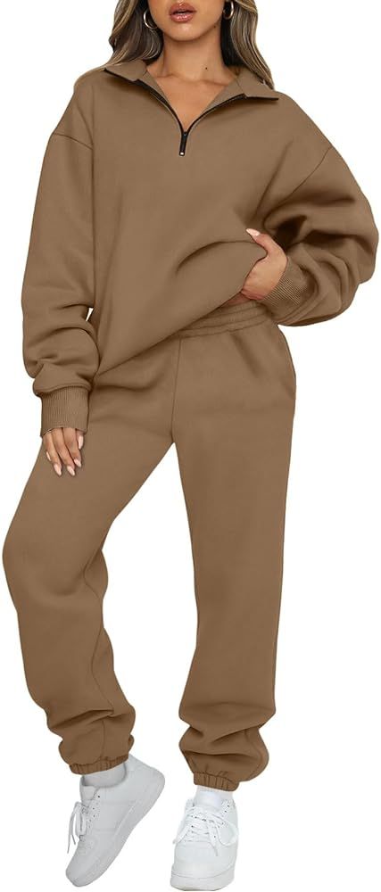 AUTOMET Womens 2 Piece Outfits Long Sleeve Sweatsuits Sets Half Zip Sweatshirts with Joggers Swea... | Amazon (US)