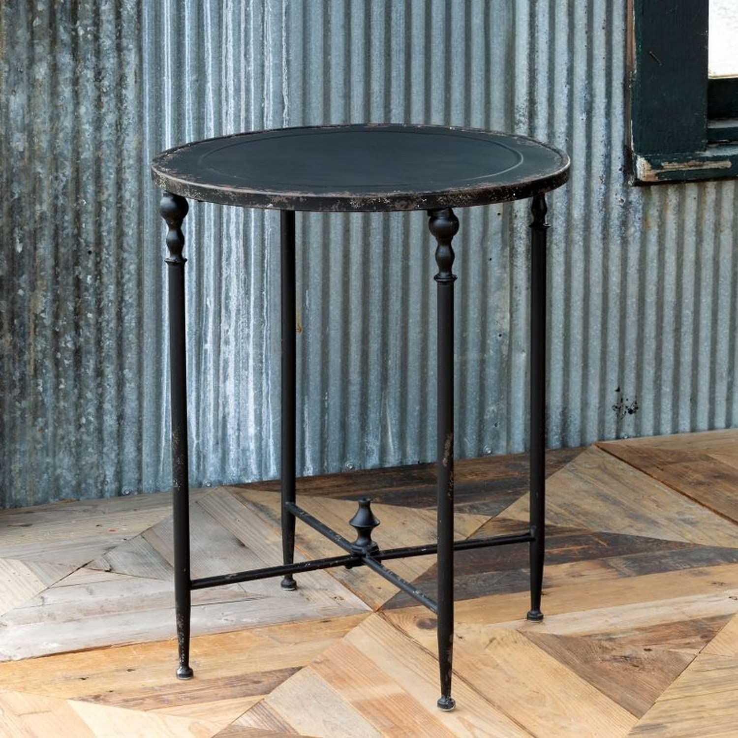 Park Hill Collections EFT00153 Antique Black Round Side Table, 24-inch Height, Metal | Amazon (US)