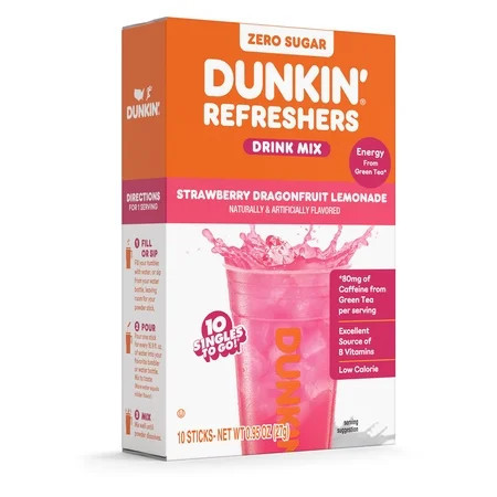 Dunkin' Refreshers Strawberry Dragonfruit Lemonade, Singles to Go Powdered Drink Mix, 10 Count Packets | Walmart (US)