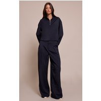 Navy Tailored Pleat Detail Woven Trouser | PrettyLittleThing IE