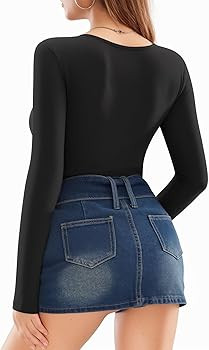 MANGOPOP Bodysuits for Women Deep V Neck Twist Knot Fitted Long Sleeve Bodysuit Basic Tops Casual... | Amazon (US)