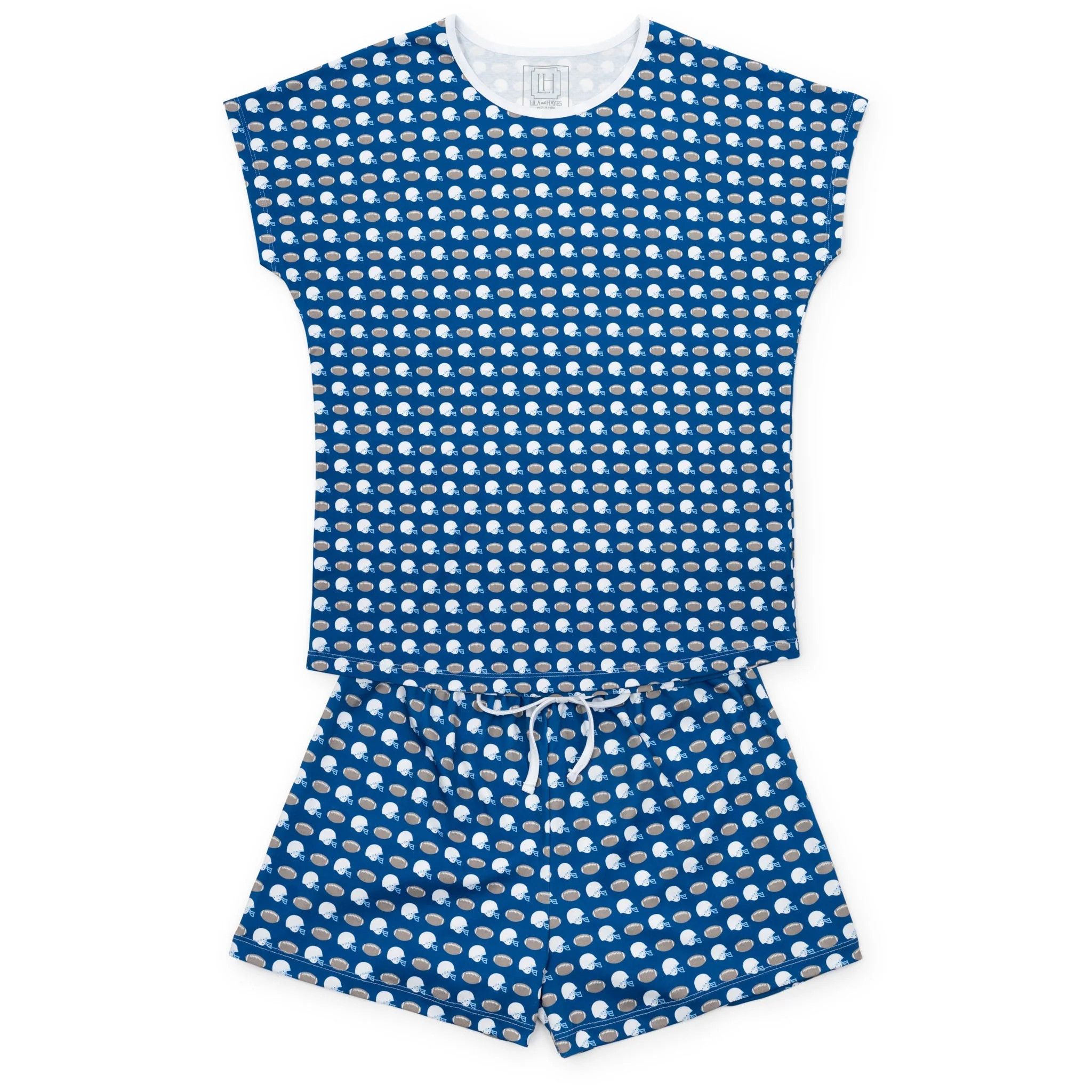 Riley Women's Pajama Short Set - First Down Football | Lila and Hayes
