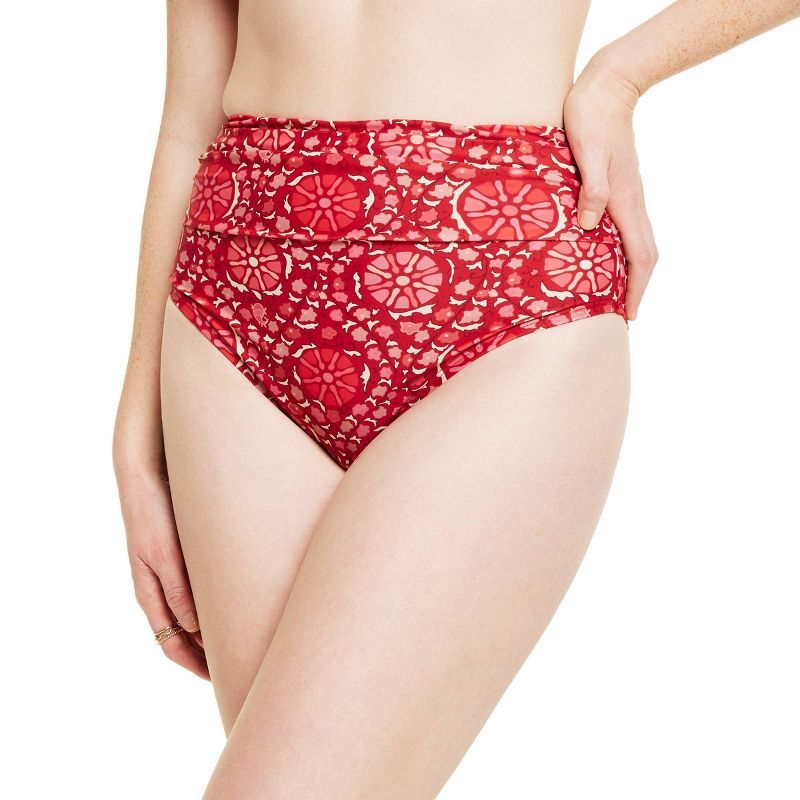 Women's Zinnia Floral Print High Waist Medium Coverage Bikini Bottom - RHODE x Target Red | Target