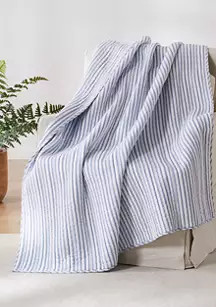 Tobago Stripe Blue Quilted Throw | Belk