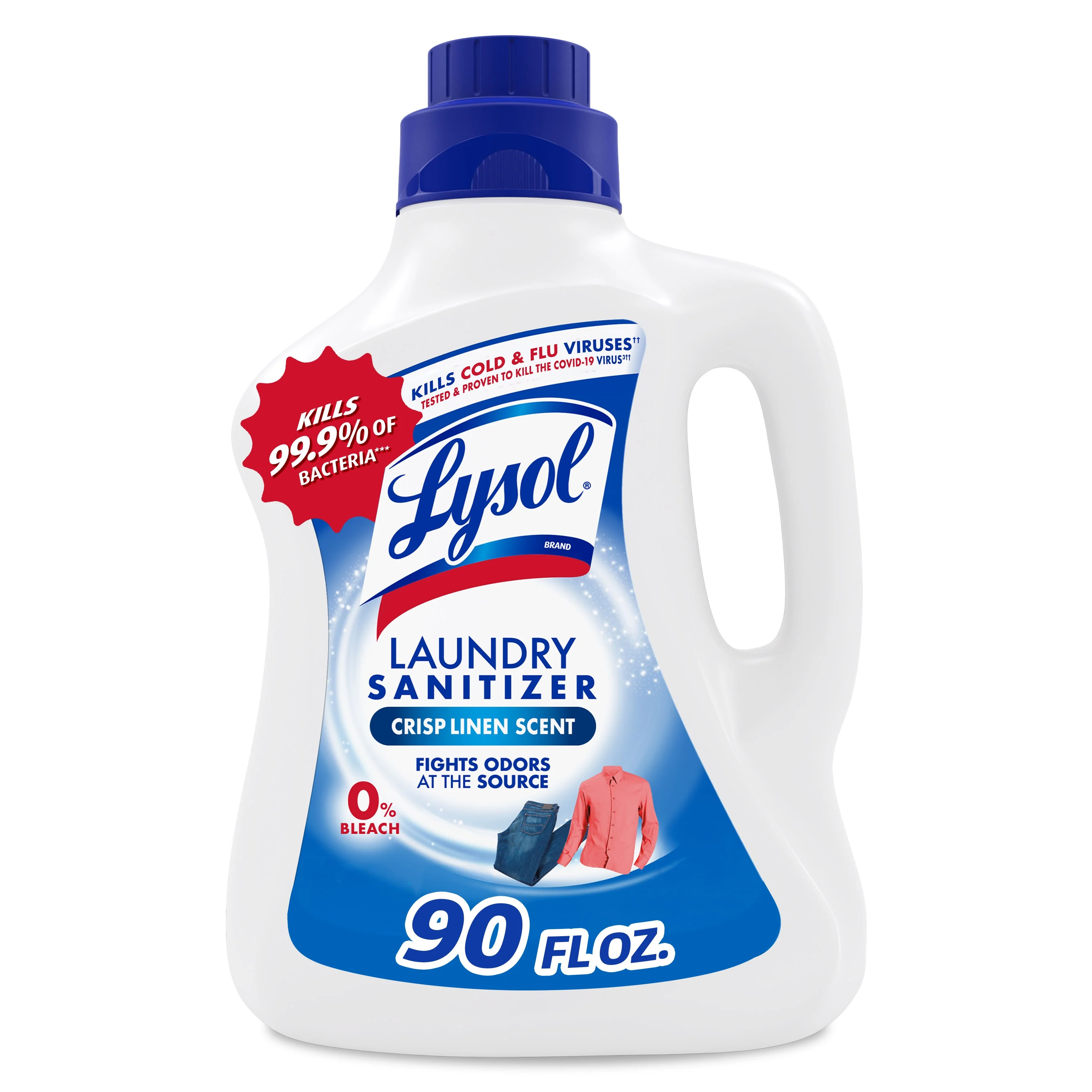 Lysol® Laundry Sanitizer Additive, Laundry Detergent Additive, 0% Bleach, Crisp Linen Scent, 90 ... | Walmart (US)