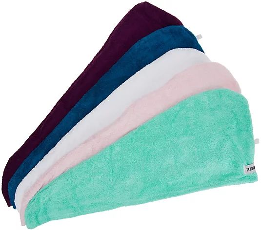 Set of 5 Solid 100% Cotton Turbie Twist Hair Towels - QVC.com | QVC