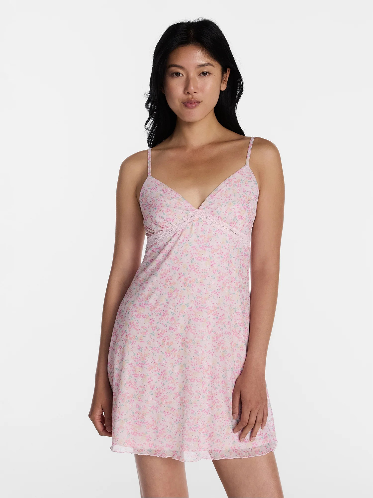No Boundaries Lace Trim Mini Dress, Women’s XXS-XXL | Walmart (US)