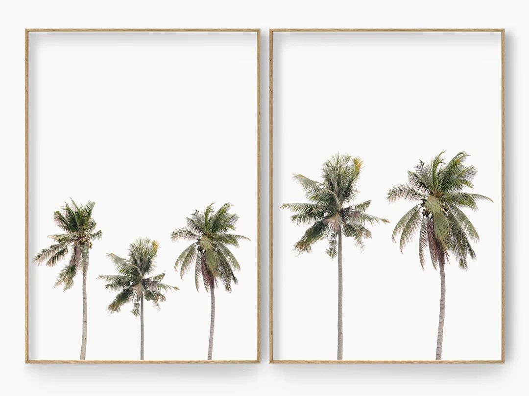 Palm Tree Print, Palm Tree Wall Art, Palm Tree Poster, Palm Tree Photo, Set of 2 Prints, Tropical... | Etsy (US)