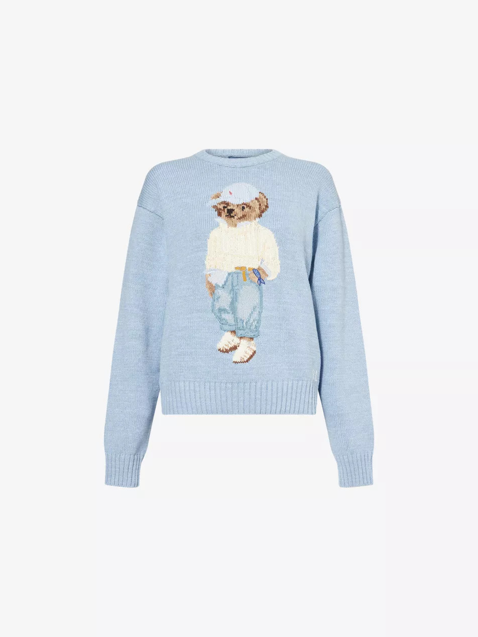 Bear-Intarsia Round-Neck Cotton-Knit Jumper | Selfridges