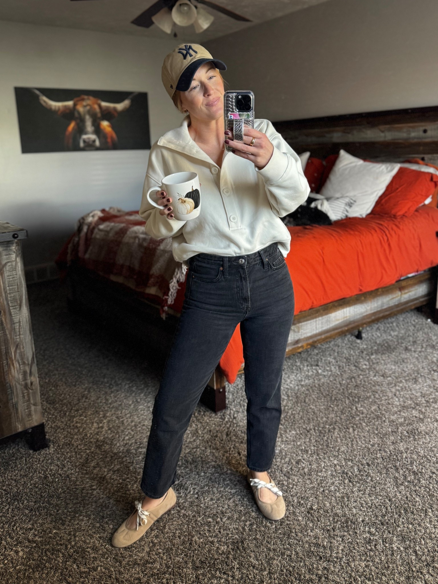 Top is a Small
And ants are size 2
Shoes are Zara true size 7.5
Hat is on sale

#LTKSeasonal #LTKSaleAlert