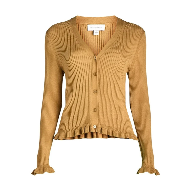Free Assembly Women's Ruffle Hem Cardigan Sweater with Long Sleeves, Lightweight, Sizes XS-XXL | Walmart (US)