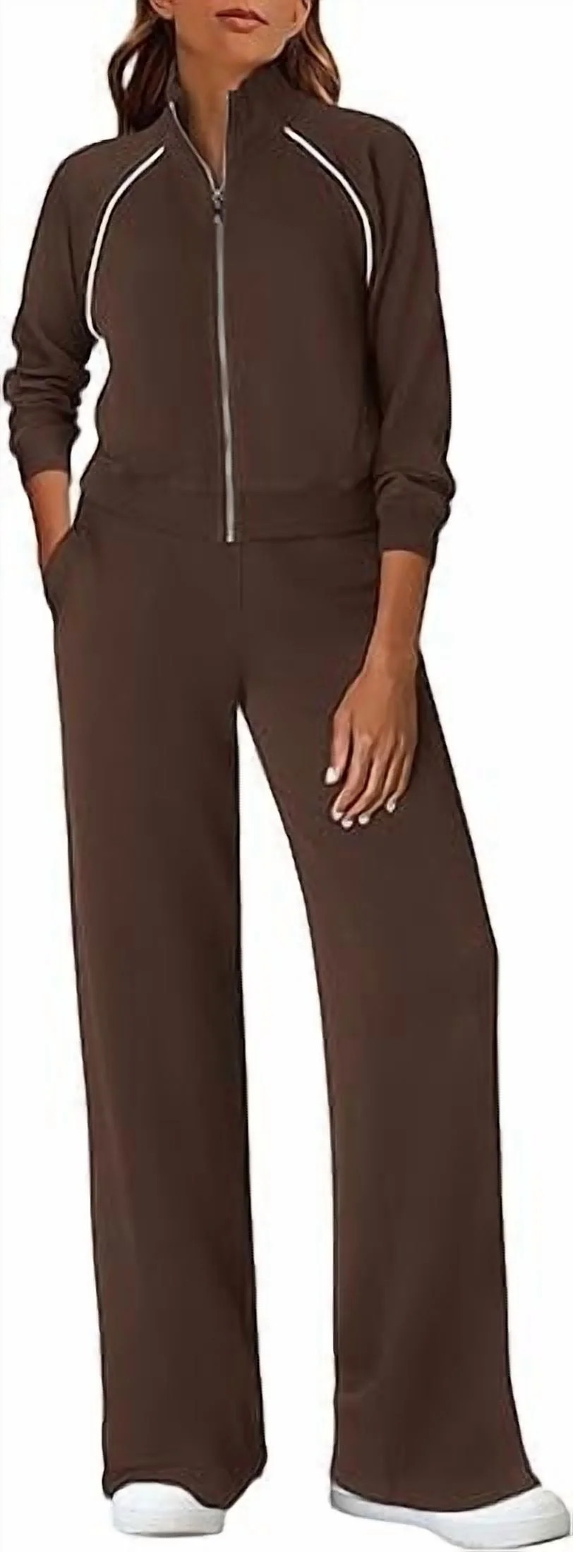 PRETTYGARDEN Womens 2 Piece Outfits Sweatsuits Fall Full Zip Sweatshirts Workout Pants Matching L... | Walmart (US)