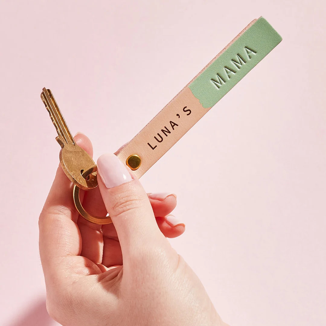 Personalised Leather Mama or Mummy Keyring With Names | Mother's Day Gift Engraved with Children'... | Etsy (US)