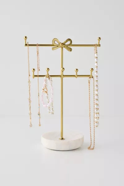 Serena Bow Marble Base Jewelry Stand | Urban Outfitters (US and RoW)