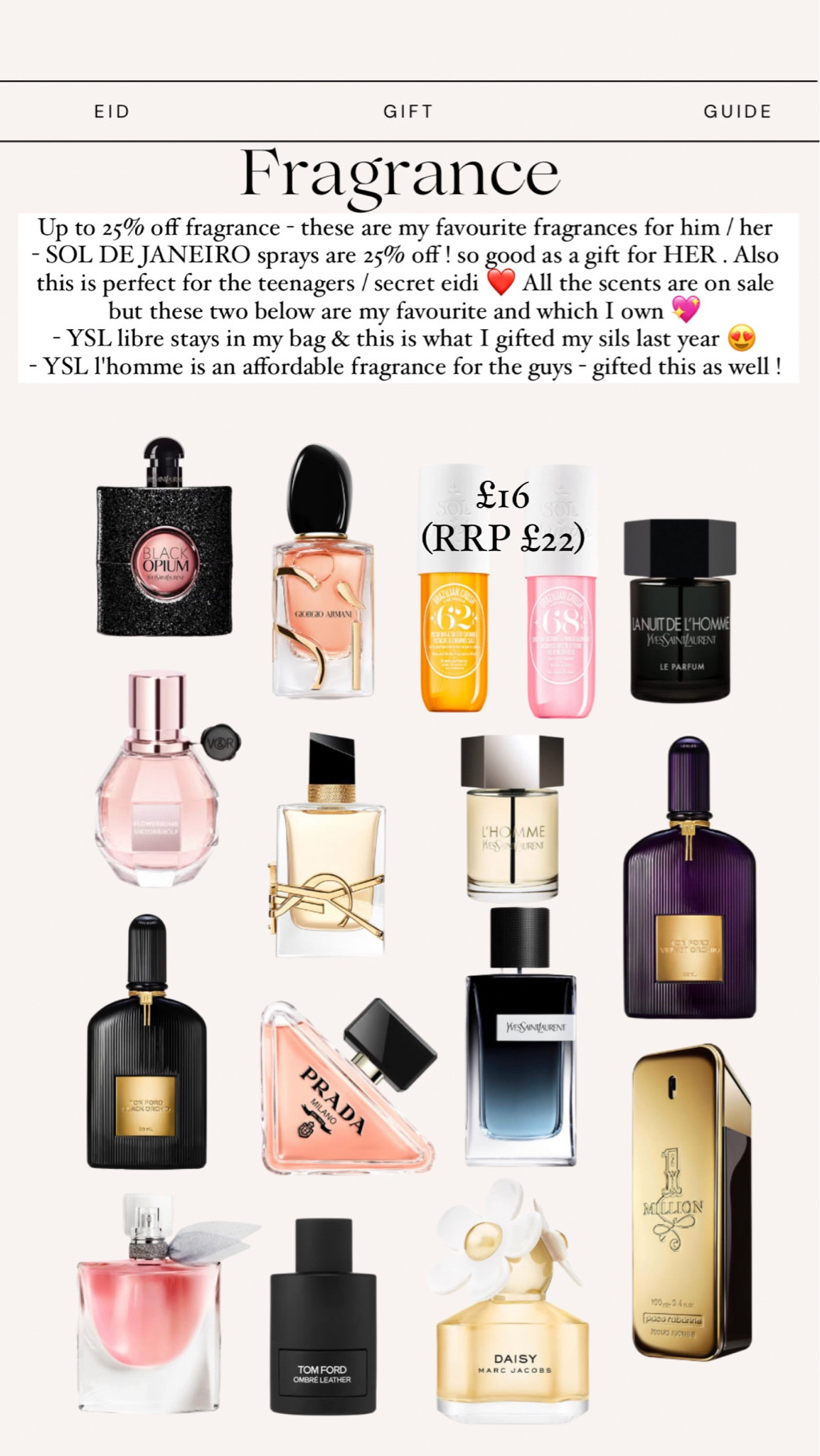 eid gift guide - fragrance edit 



#LTKbeauty #LTKSeasonal #LTKsalealert