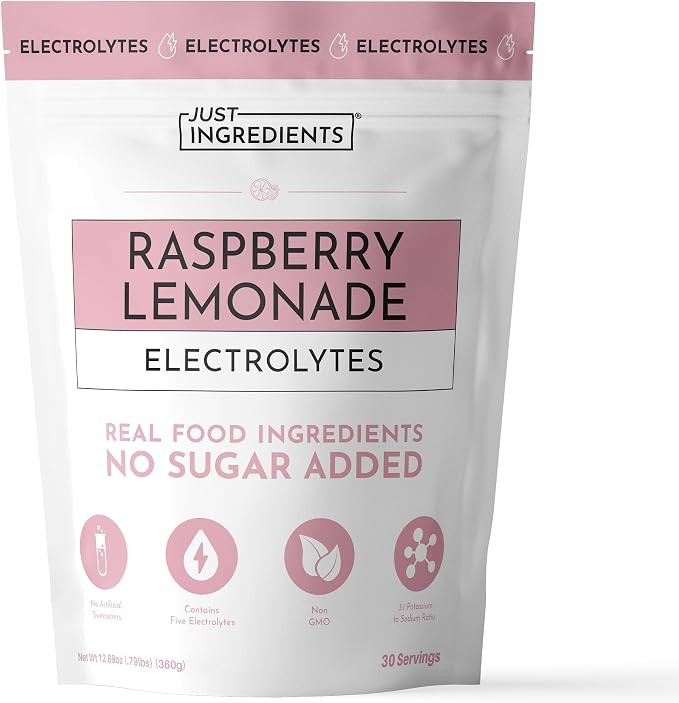 JUST INGREDIENTS Raspberry Lemonade Electrolyte - No Sugar - 30 Servings | Powder Form, 0.8 lb Ba... | Amazon (US)