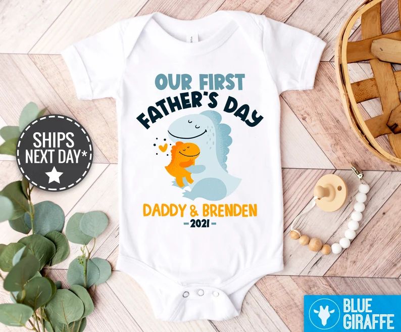 Our First Father’s Day Boy Onesie®, Cute Personalized Father’s Day Onesie®, Our First Fathe... | Etsy (US)