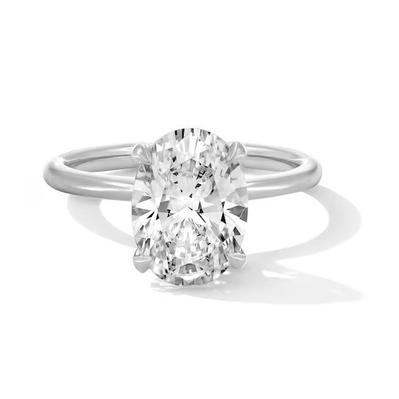 3.00 CT. Oval Certified Lab-Grown Diamond Solitaire Ring in 14K White | Peoples Jewellers