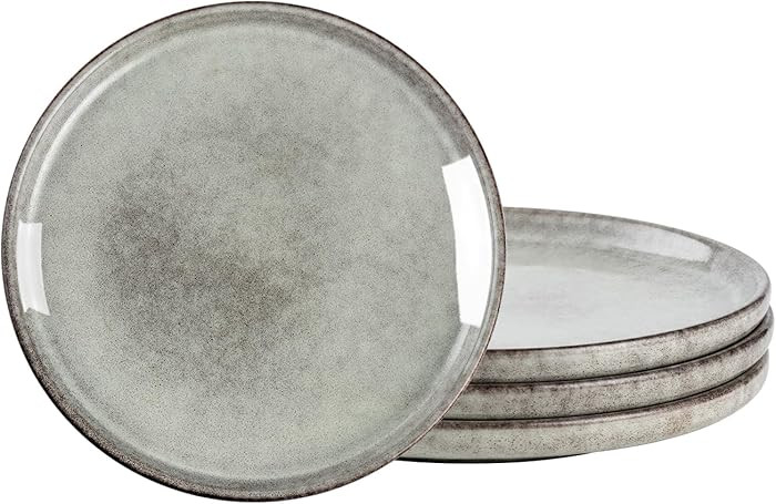 Henten Home Ceramic Dessert Plates, 8 Inch Porcelain Salad Plates Set of 4, Fluted Round Snack Pl... | Amazon (US)