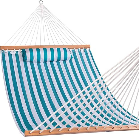Lazy Daze Hammocks Quilted Fabric Double Hammock with Spreader Bars and Detachable Pillow, 2 Pers... | Amazon (US)