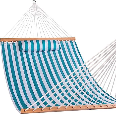 Lazy Daze Hammocks Quilted Fabric Double Hammock with Spreader Bars and Detachable Pillow, 2 Pers... | Amazon (US)