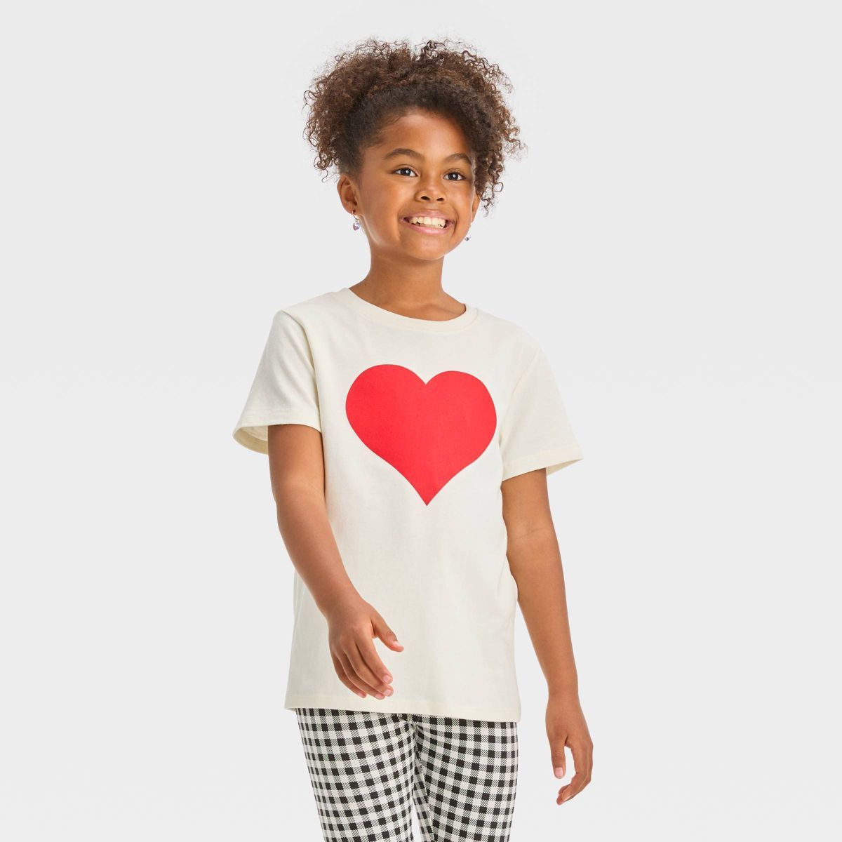 Kids' Short Sleeve 'Heart' Graphic T-Shirt - Cat & Jack™ Cream | Target