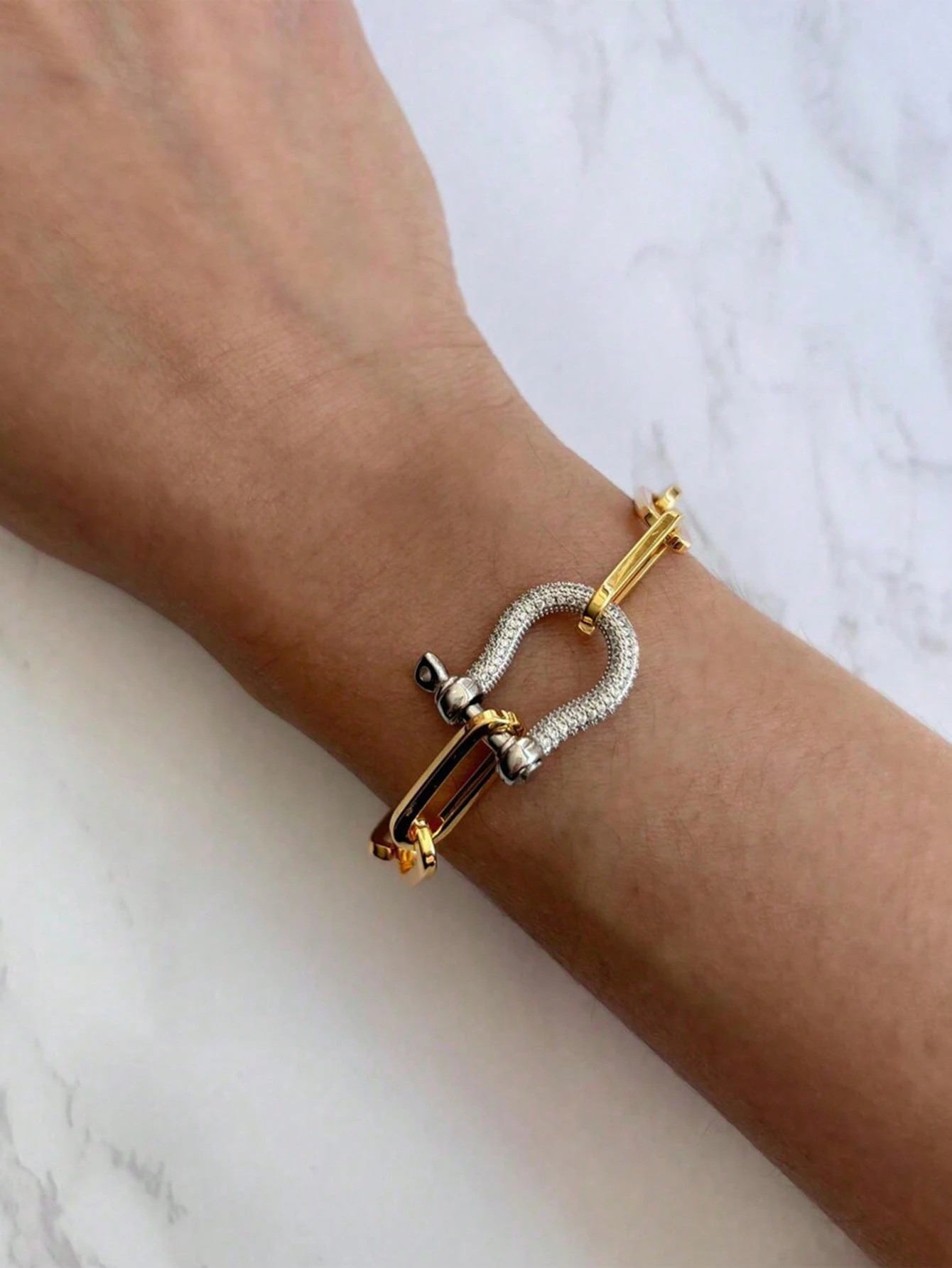 1pc Elegant Fashion Copper Bracelet With Zirconia Horseshoe Clasp For Women, Suitable For Banquet... | SHEIN