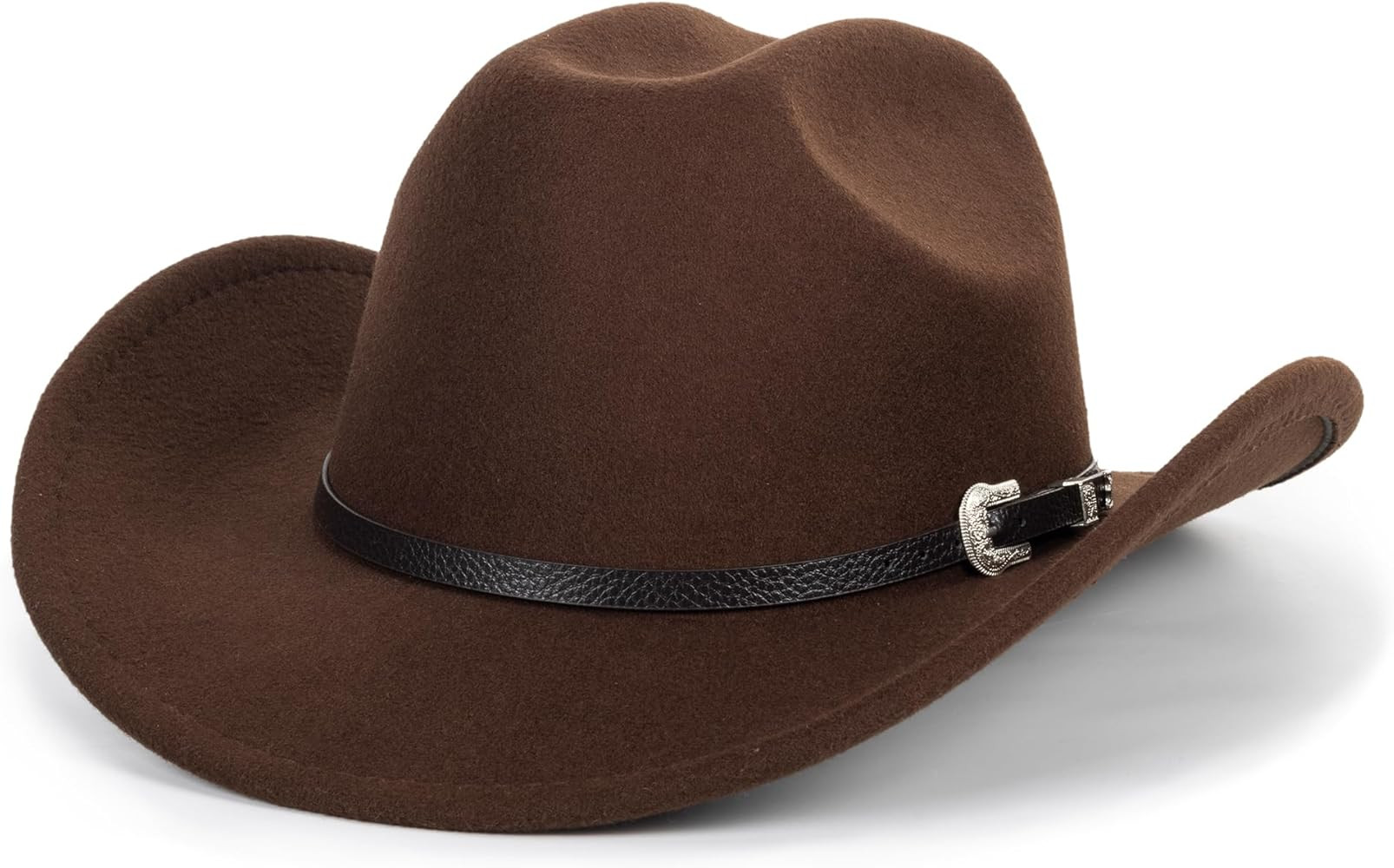 Western Cowboy Hat for Men Women Classic Roll Up Fedora Hat with Buckle Belt(Size:M-L) | Amazon (US)