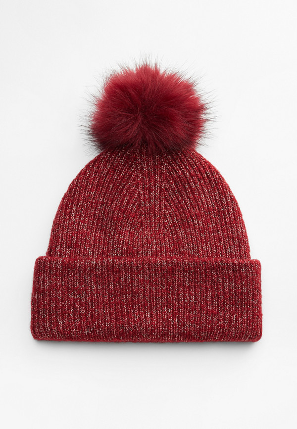Marled Metallic Pom Beanie | Maurices