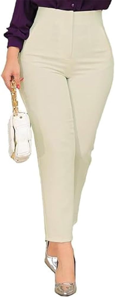 Womens Stretchy Dress Pants 2025 Trendy High Waisted Pleated Straight Leg Business Work Casual Tr... | Amazon (US)