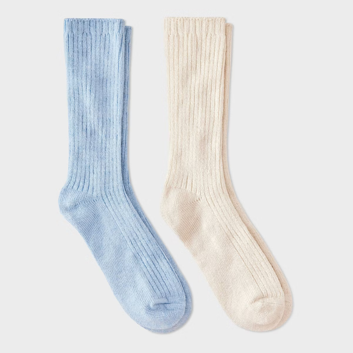 Women's Luxury Collection Cashmere Blend Fine Rib Super Soft 2pk Crew Socks - Auden™ Light Blue... | Target