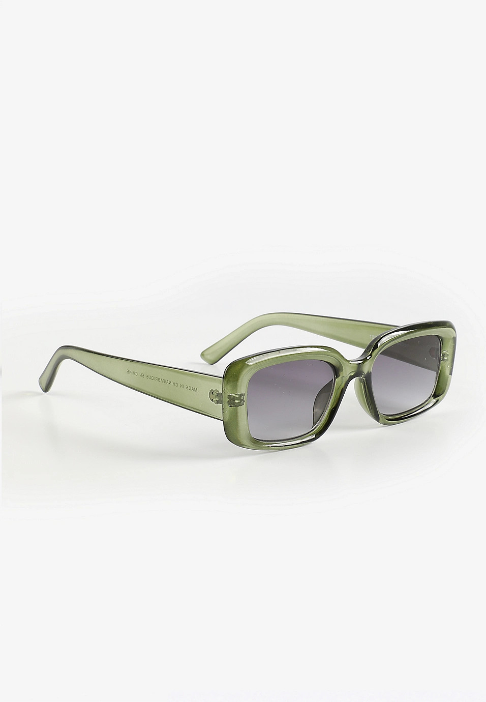 Olive Green Crystal Slim Rectangle Sunglasses | Maurices