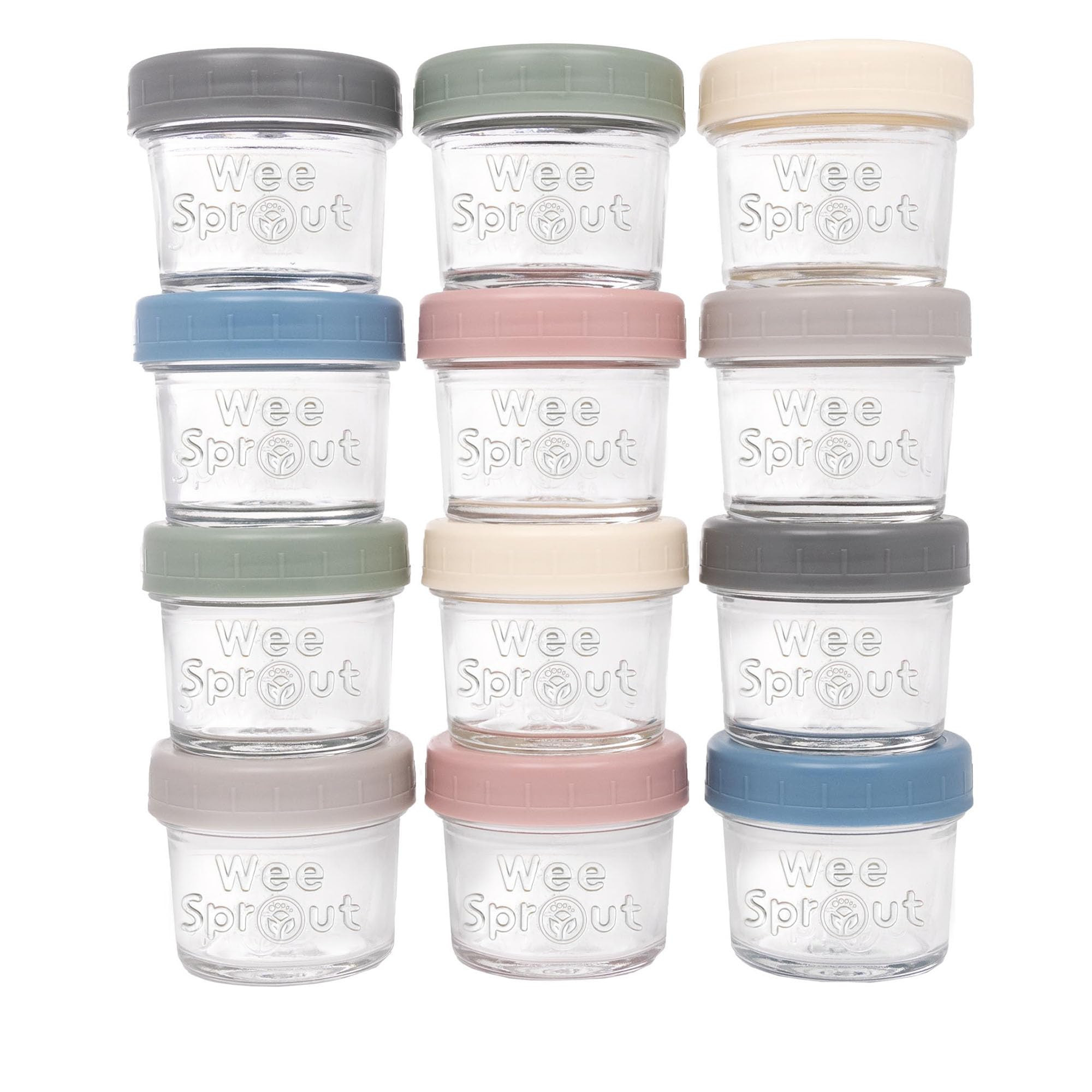WeeSprout Glass Baby Food Storage Jars w/Lids (4 oz, 12 Pack Set) Snack, Puree, Reusable Small Co... | Amazon (US)