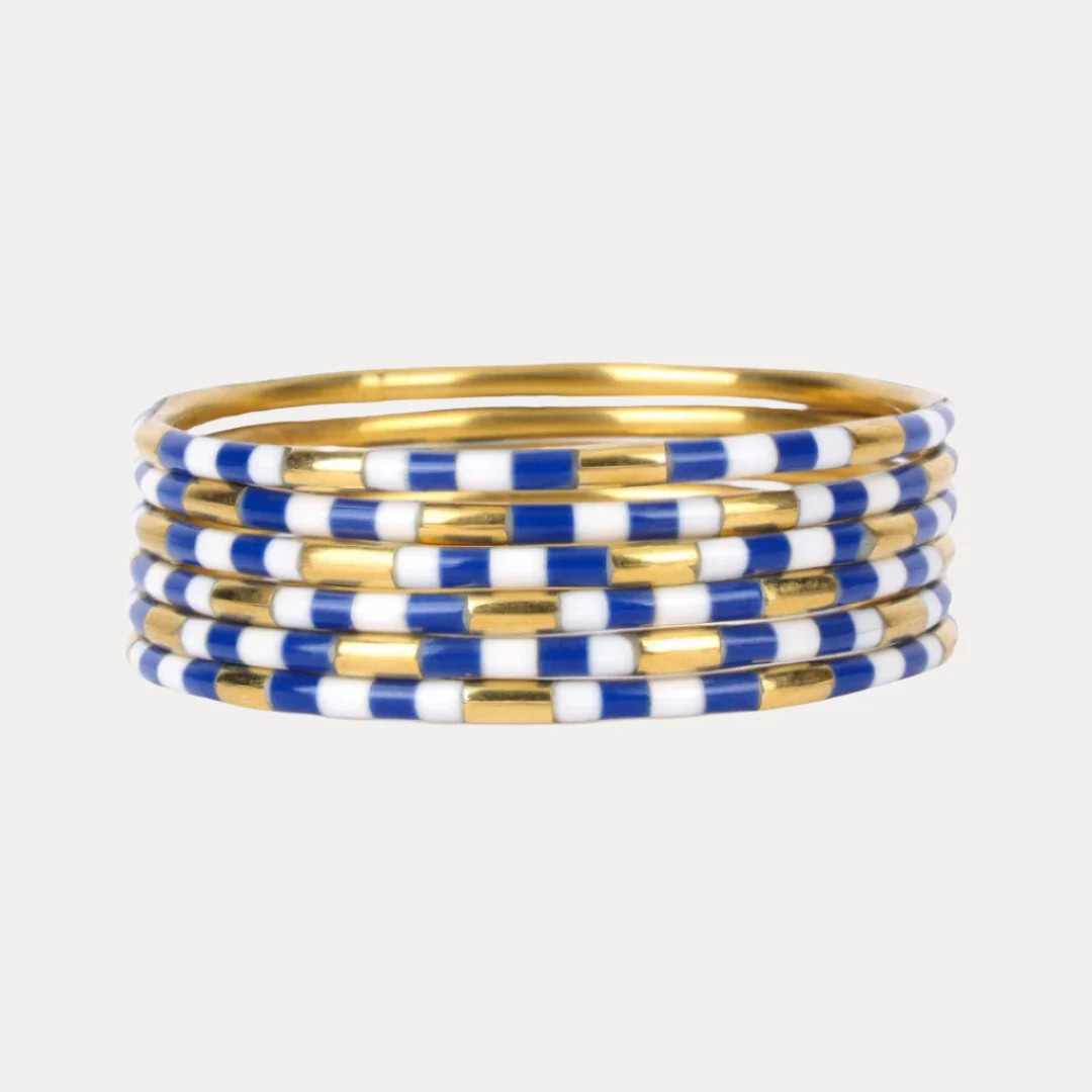 Blue/White Veda Bangles - Set of 6 | BuDhaGirl