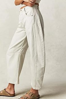 Women Vintage Mid Waist Jeans Wide Leg Loose Boyfriend Denim Cropped Pants Straight Leg Mid Rise ... | Amazon (US)